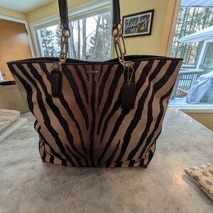 Coach Madison Zebra Stripe Tote - Chocolate/Cream/Ombre Maximalist Active Light